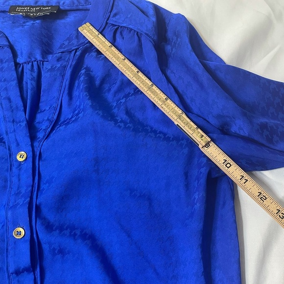 Jones New York blouse/top Collection Stretch button up SZ SM blue work/business - Picture 10 of 14